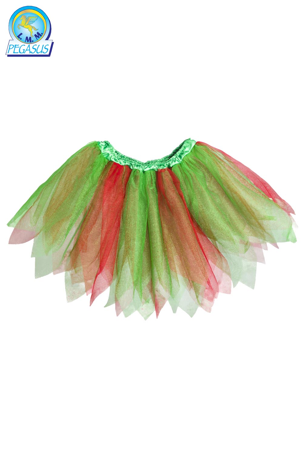 GONNA DI TULLE BICOLORE BAMBINA LUNGHEZZA 35CM ROSSO/VERDE